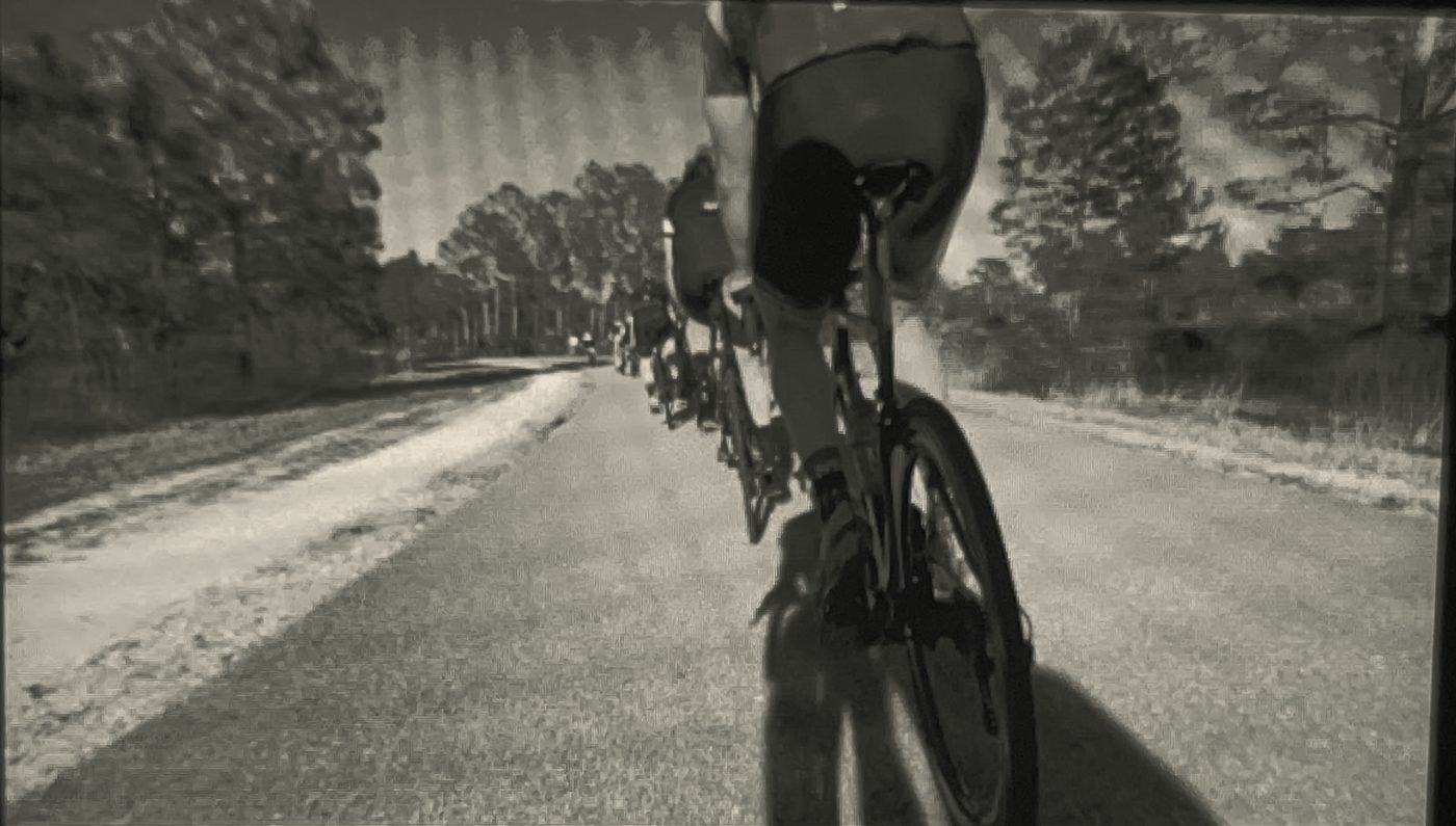 Point-of-view shot riding a bike in a pack
